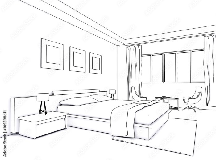 Bedroom interior design drawing