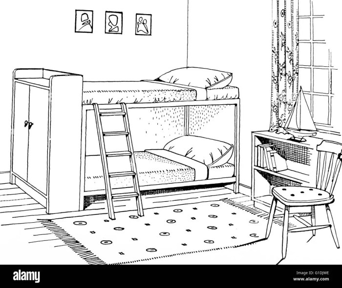 Bedroom interior design drawing